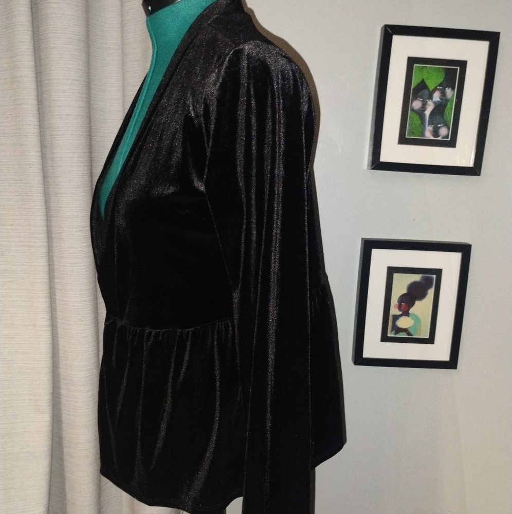 Modcloth Luxe The Part Soft Draped Black Velvet Blazer Sz M - Picture 9 of 16